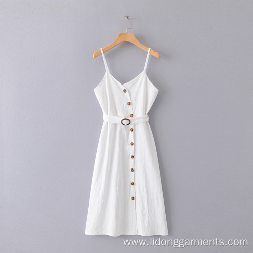 Women White Loose Solid Color Dress Long Dress
